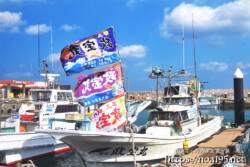 大漁旗を飾った漁船（2018年正月撮影）