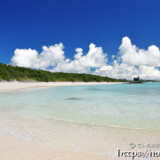 打ち寄せる波と夏の雲