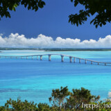 木陰から見る伊良部大橋-牧山展望台広場