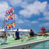風にはためく大漁旗-伊良部島海神祭