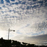 夕暮れの空を覆うひつじ雲