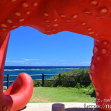 来間島「タコ公園」のタコと青い海