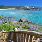 螺旋階段と青い海-狩俣の展望台（※現在は撤去されてありません）