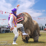 踊る獅子使いと暴れる獅子-久松獅子舞