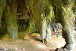 柱のように地面までのびた鍾乳石-成川ガー