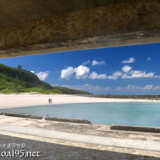 東家から見るパチャビーチ-来間漁港