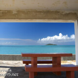 東家から見る海と大神島-島尻漁港