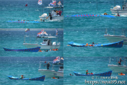 【職域対抗第2レース】転覆してしまった青チーム-池間島海神祭
