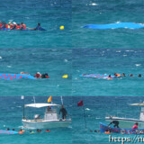 【職域対抗第3レース】転覆して監視船に回収される青チーム-池間島海神祭